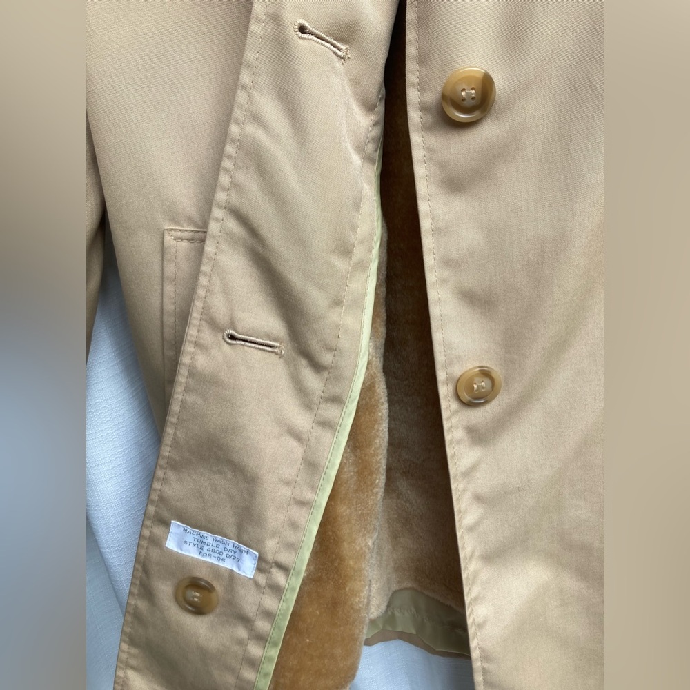 Vintage Sears All-Weather Coat w/ Faux Fur Lining, Tan, Women’s Size 16 - Picture 4 of 14